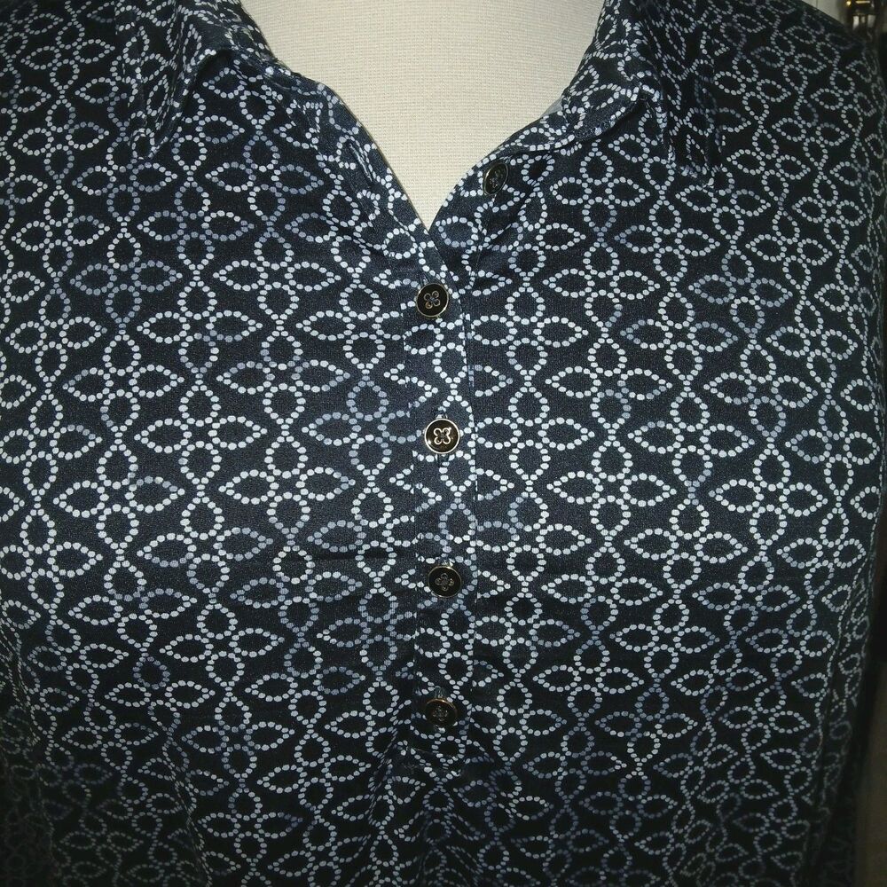 CROFT BARROW Womens 3X Career Casual Geo Print Stretch 3/4 Sleeve Top Black - Picture 4 of 10